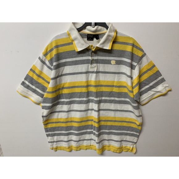 Rocawear Other - Vintage Y2K Rocawear Mens Striped Polo 2XL White Yellow Shirt Short Sleeve